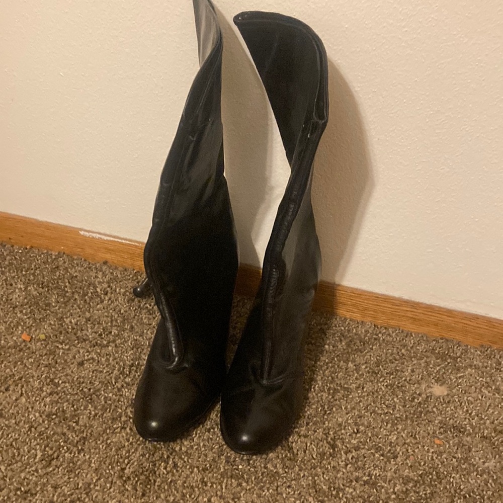 Pair of Black Heel Boots, Size 12